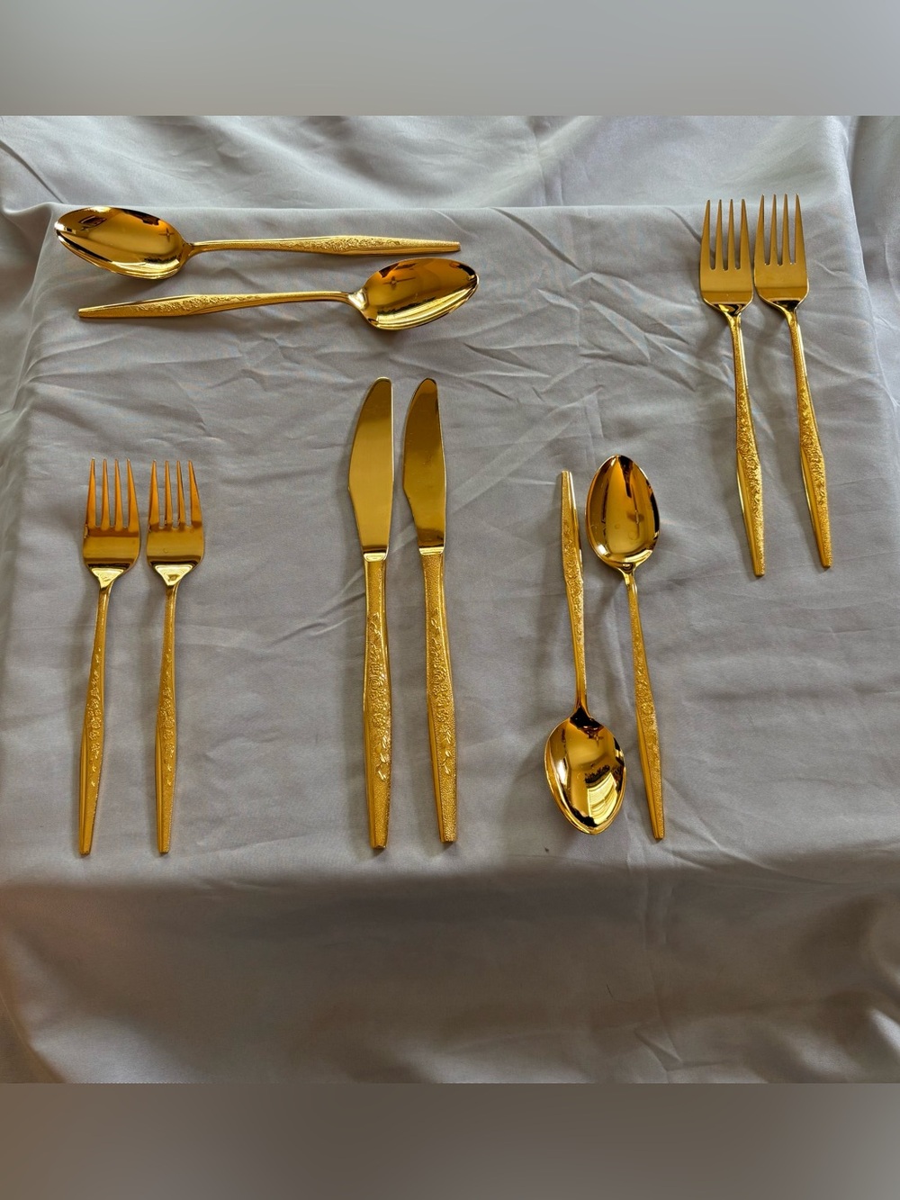 Golden Bouquet Gold Electroplate Flatware 2 Five Pc Place Settings Carlyle